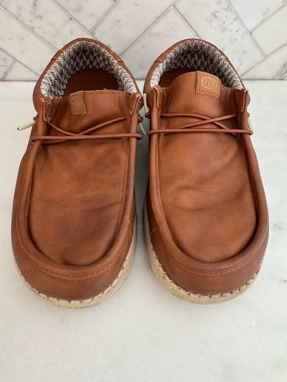 Hey Dude Brown Leather Casual Slip-On Loafers Mens 11